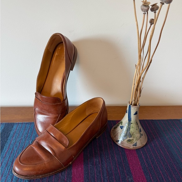 Sezane Brown Leather Loafers - Picture 1 of 6